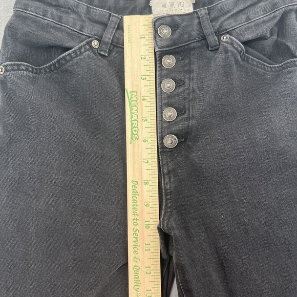 We the Free Button Fly Jeans Women 27 Black Free People Faded Wash Raw Hem Denim - Picture 5 of 6